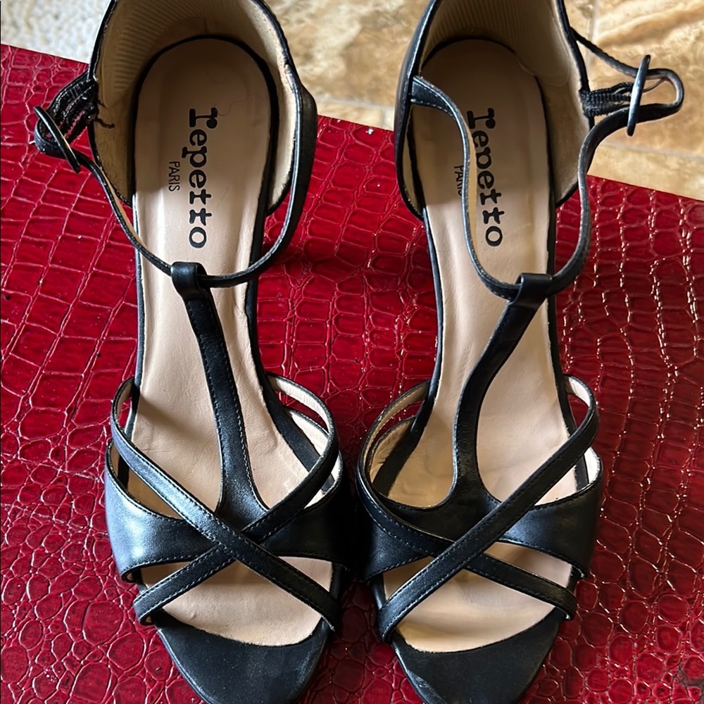 Repetto Elegant Black Strappy Heels